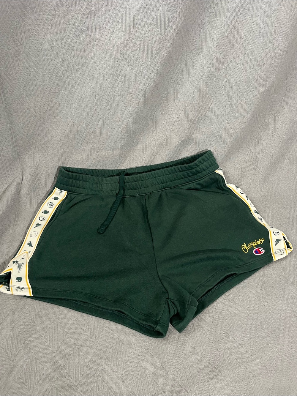 Champion Dark Green Athletic Shorts with Side Tape